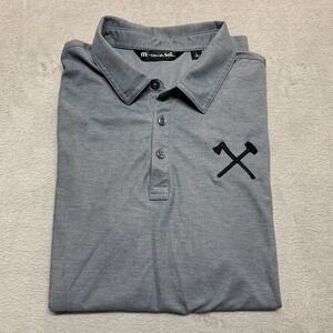 Travis Mathew Polo Shirt Mens‎ L Gray Short Sleeve Lumberjack Axe Man